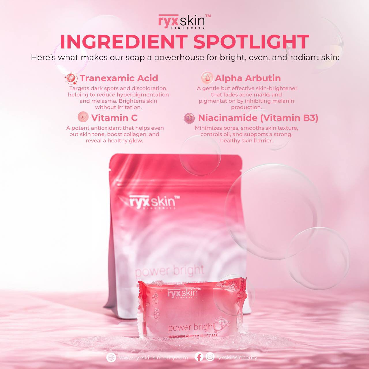 RYX Skin Power Bright Bleaching Whipped Beauty Bar 5 x 70g