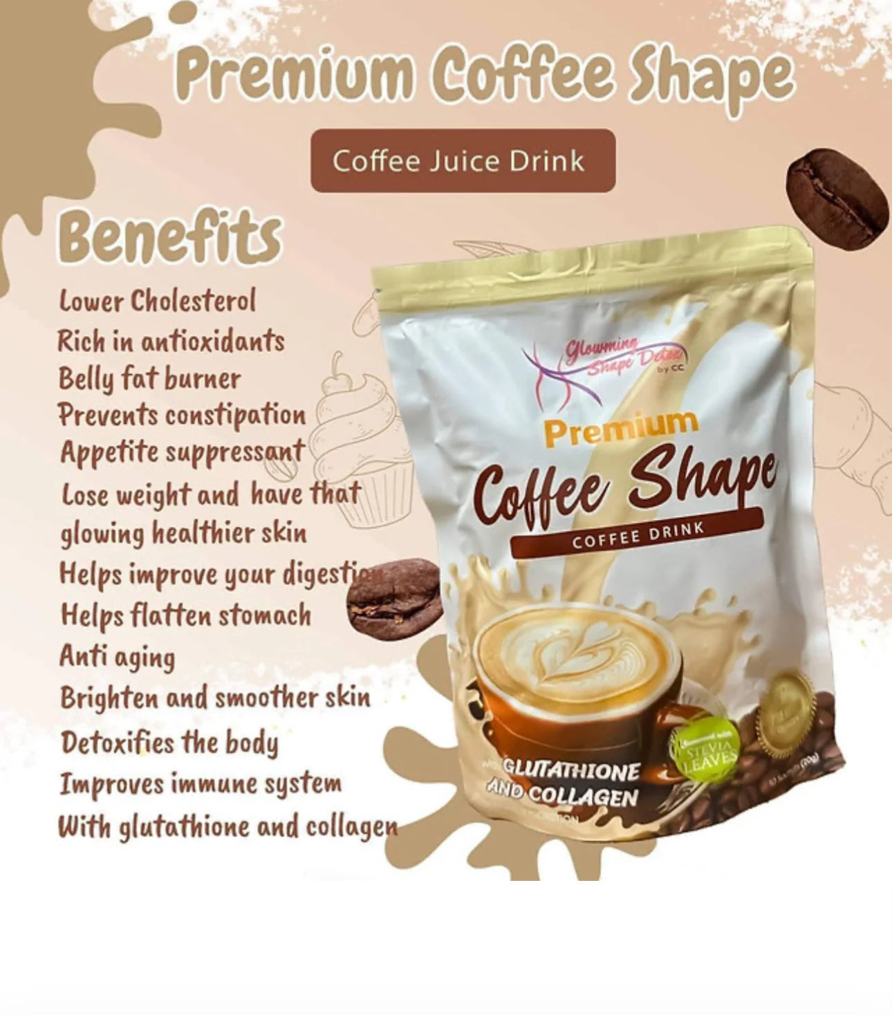 Glowming Shape CAFE LATTE Coffee Powdered Drink Mix