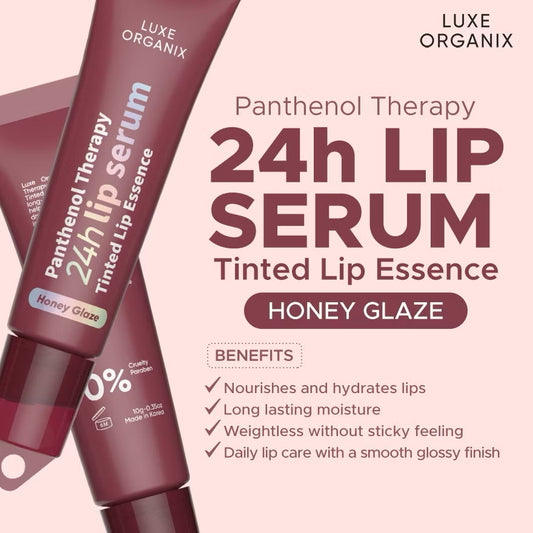 Luxe Organix Panthenol Therapy 24H Lip Serum Tinted Lip Essence Honey Glaze Dark