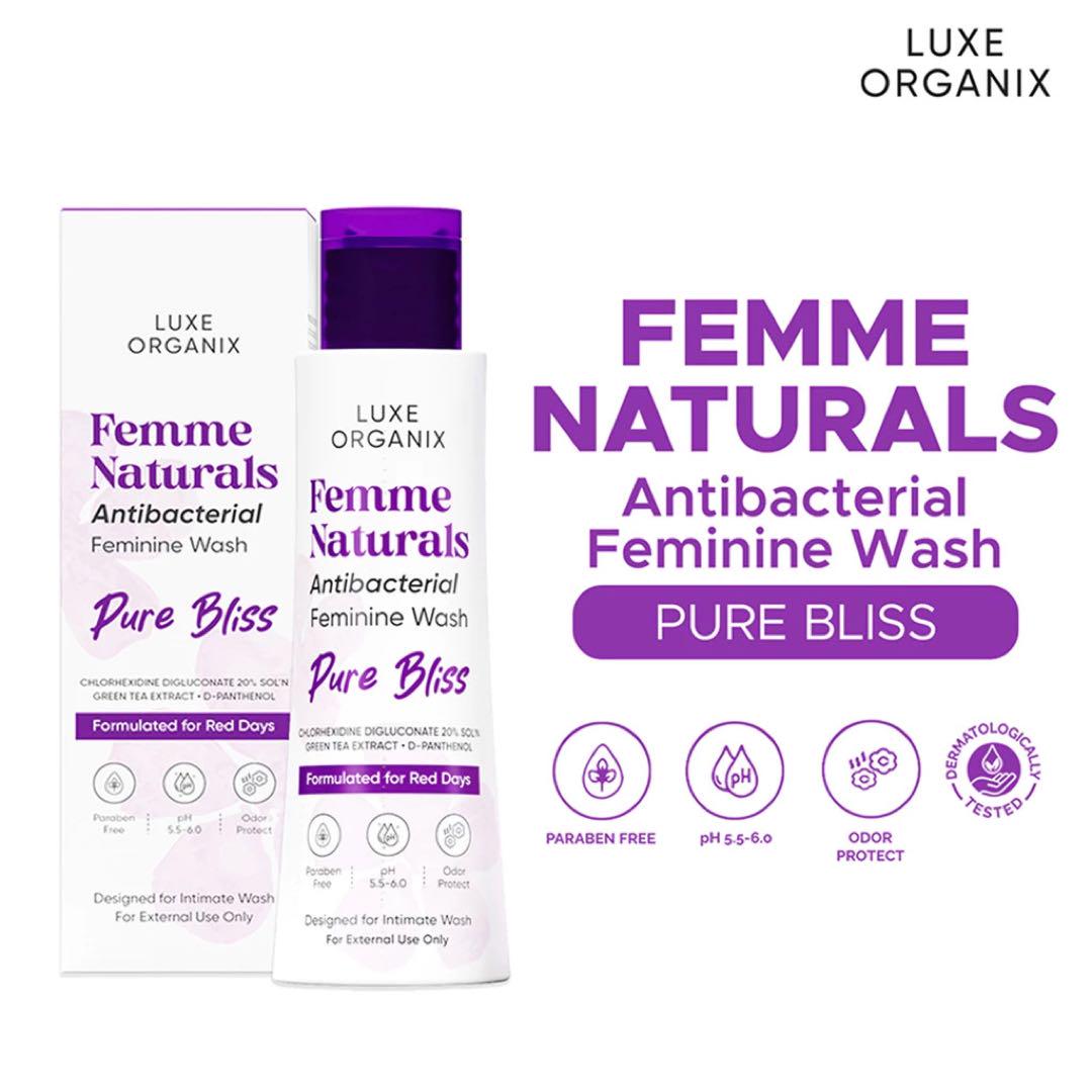 Luxe Organix Femme Naturals Antibacterial Feminine Wash Pure Bliss 120ml Red Days