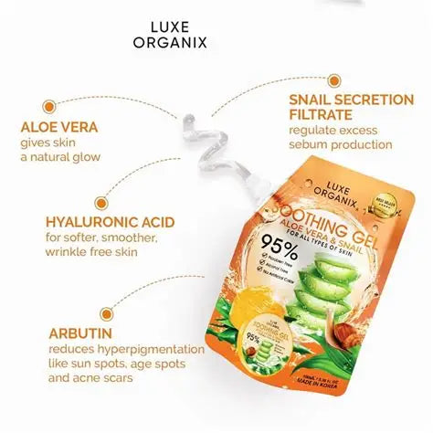 Luxe Organix Soothing Gel Alo Vera and Snail 100ml
