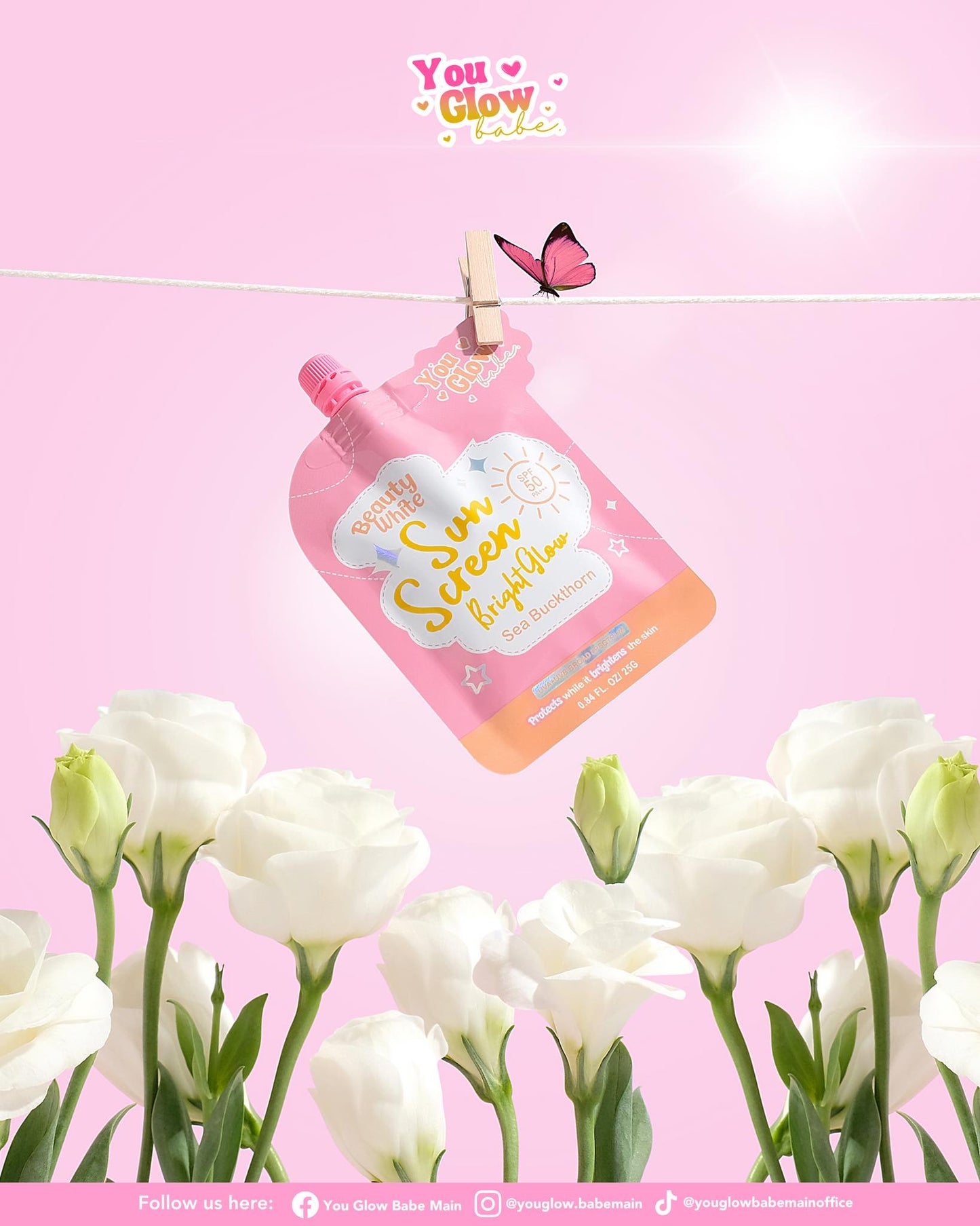 You Glow Babe Beauty White Sunscreen Bright Glow SPF 50 PA+++ Solo Pack