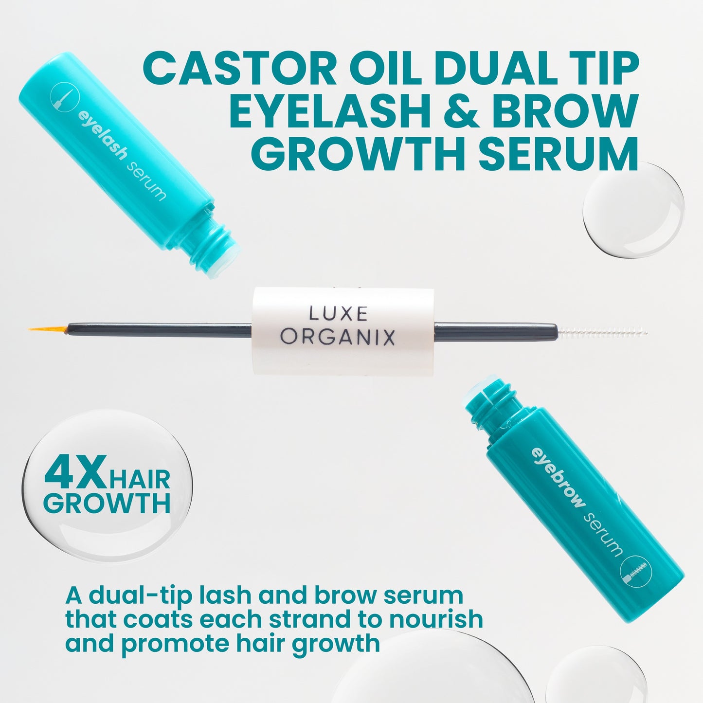 Luxe Organix Castor Oil Dual Tip Eyelash & Brow Growth Serum