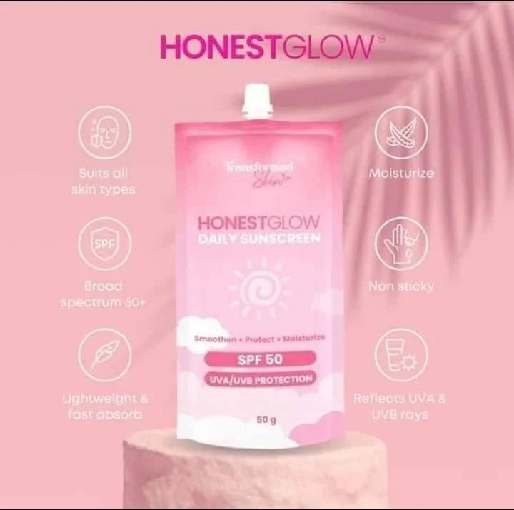 Honest Glow Daily Sunscreen SPF50 UVA UVB Protection 50g