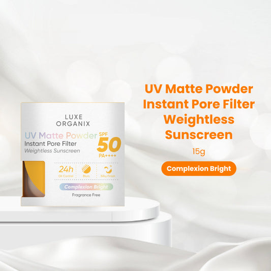 Luxe Organix UV Matt Powder Instant Pore Filter Sunscreen Complexion Bright SPF50 PA++++ 15g