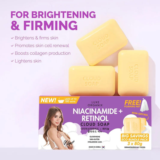 Luxe Organix Niacinamide Retinol Cloud Soap 3 x 80g
