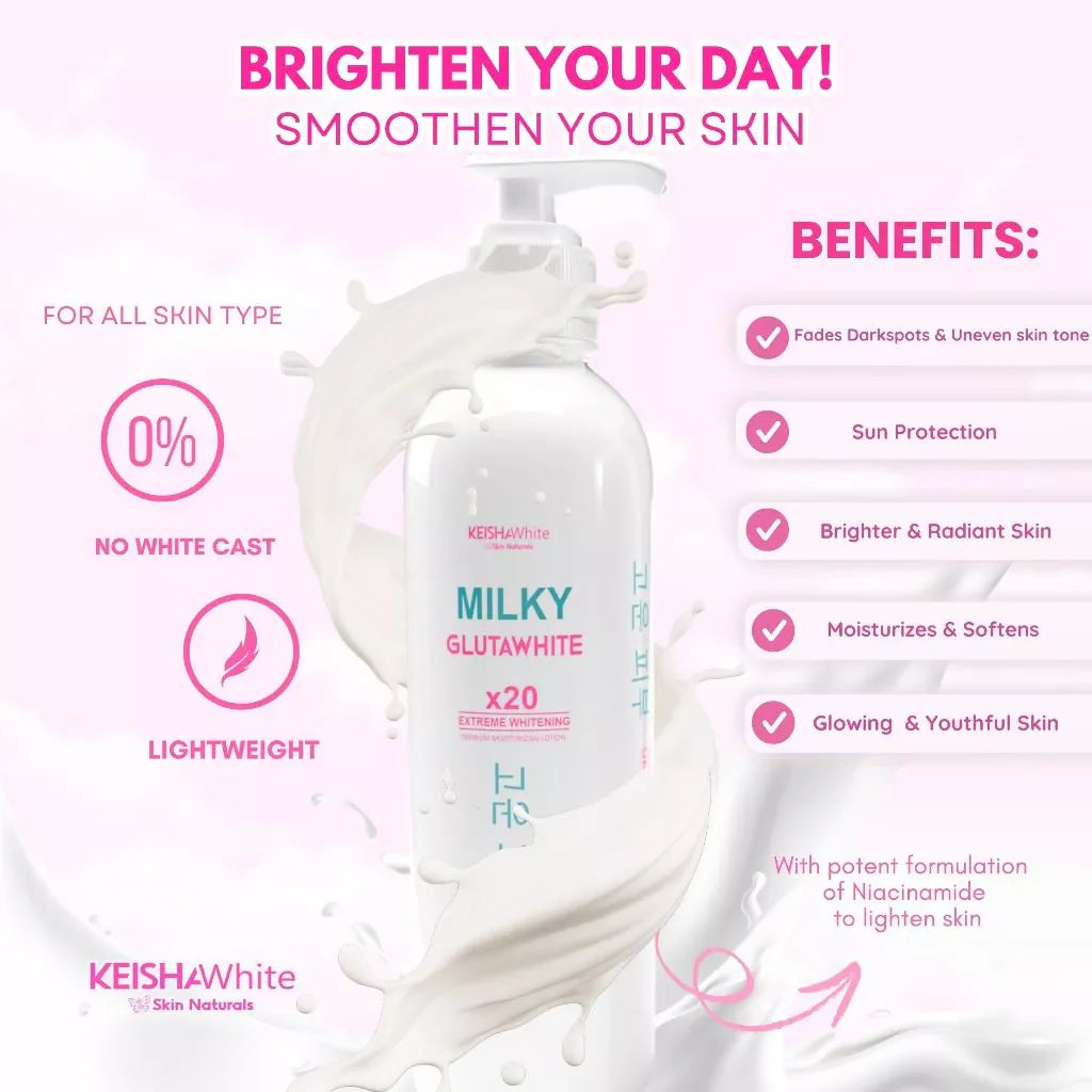 KEISHA White Skin Naturals Milky GlutaWhite x20 Body Lotion with SPF50