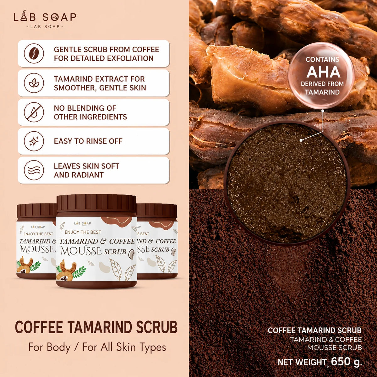 Lab Soap Tamarind Coffee Mousse Scrub 650g