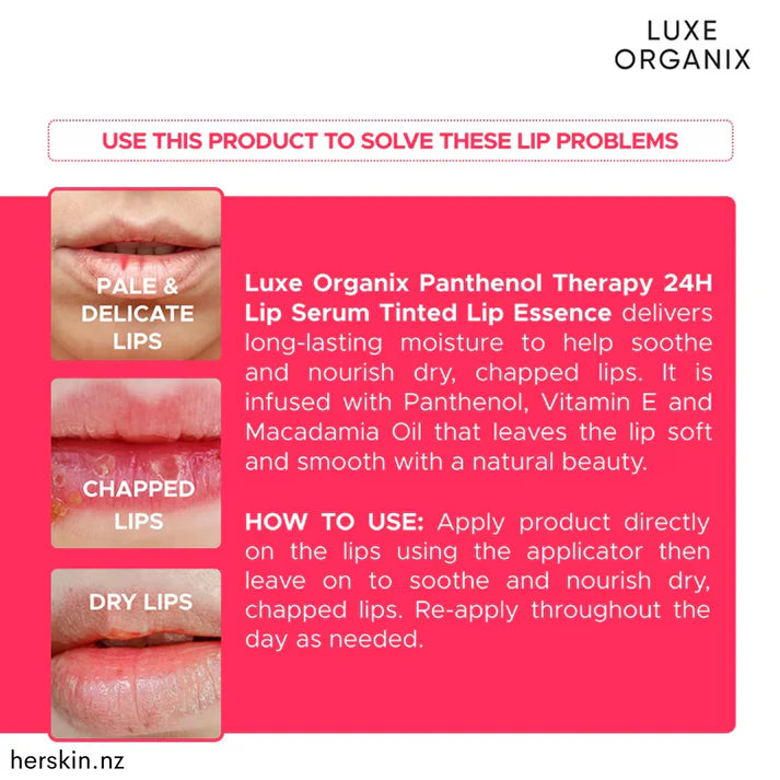 Luxe Organix Panthenol Therapy 24H Lip Serum Tinted Lip Essence Berry Glaze