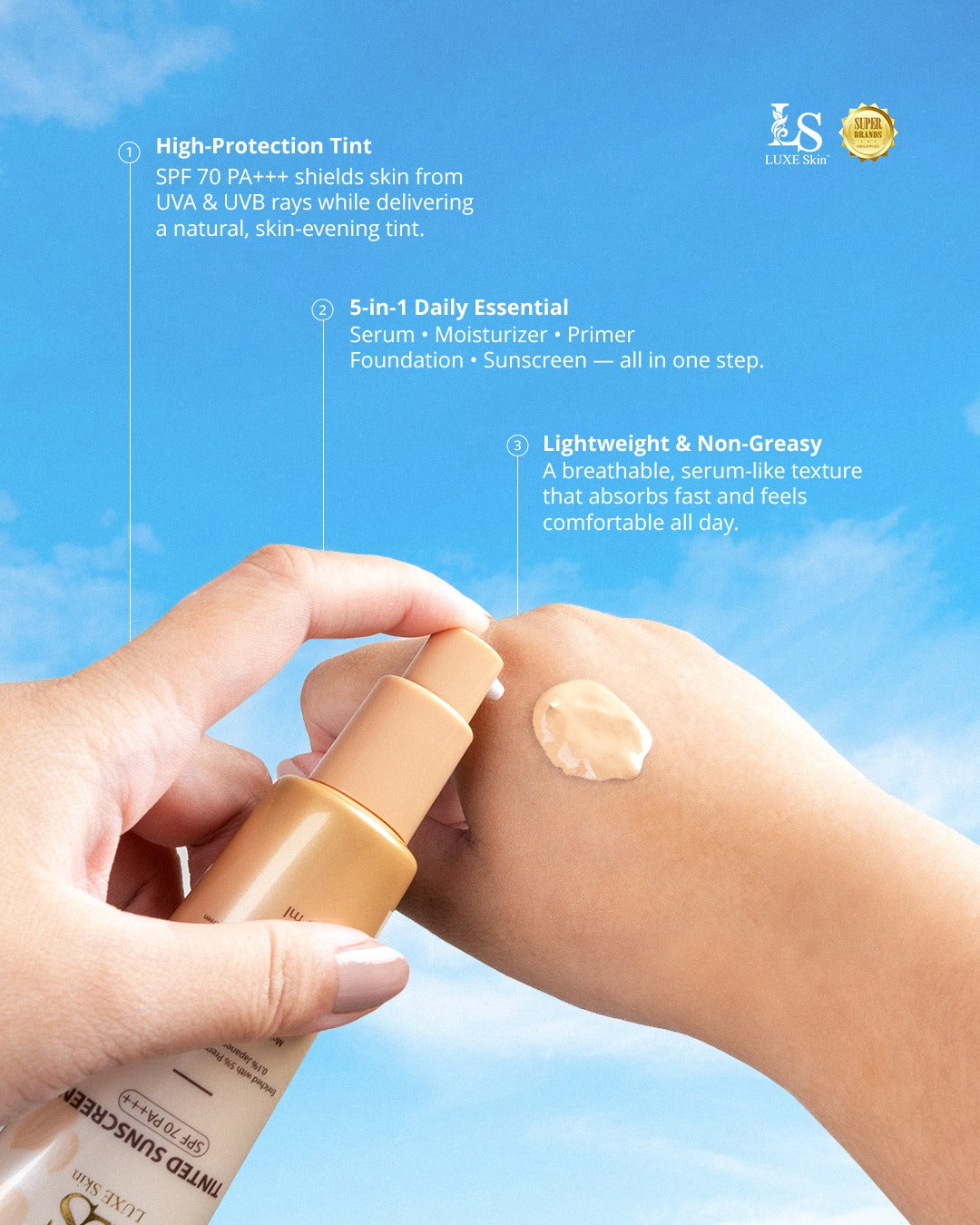 Luxe Skin Tinted Sunscreen SPF 70 PA+++ 45ml
