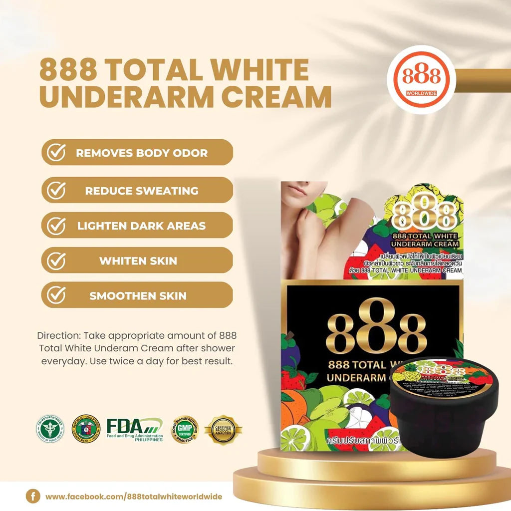 888 Total Whitening Underarm Cream 35g - BLACK