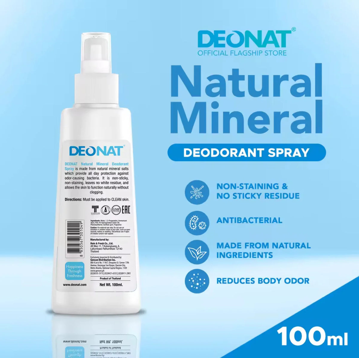 Deonat Natural Mineral Deodorant Spray Original 100ml