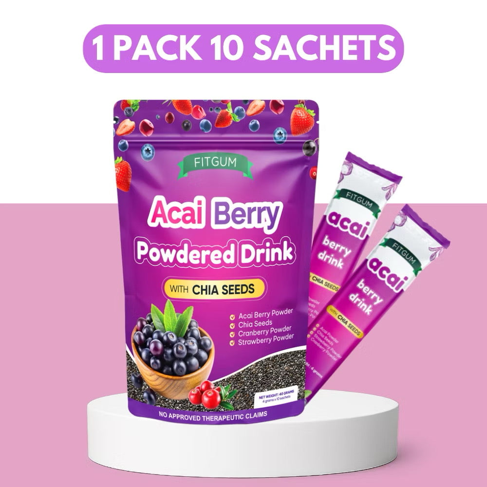 Fitgum Acai Berry Powdered Drink with Chia Seeds 10 sachets