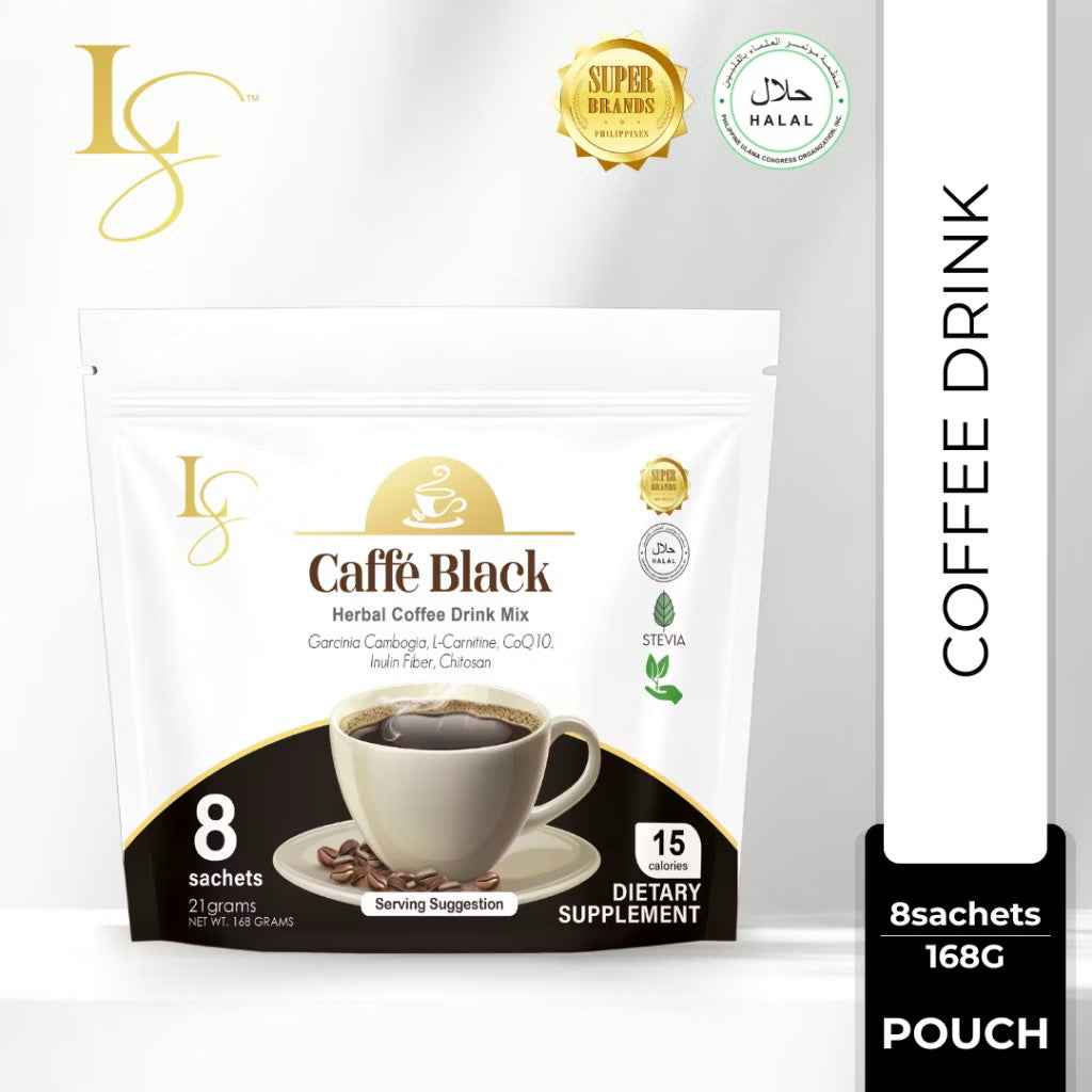 Luxe Slim Caffe Black Herbal Coffee Mix Drink 8 sachets