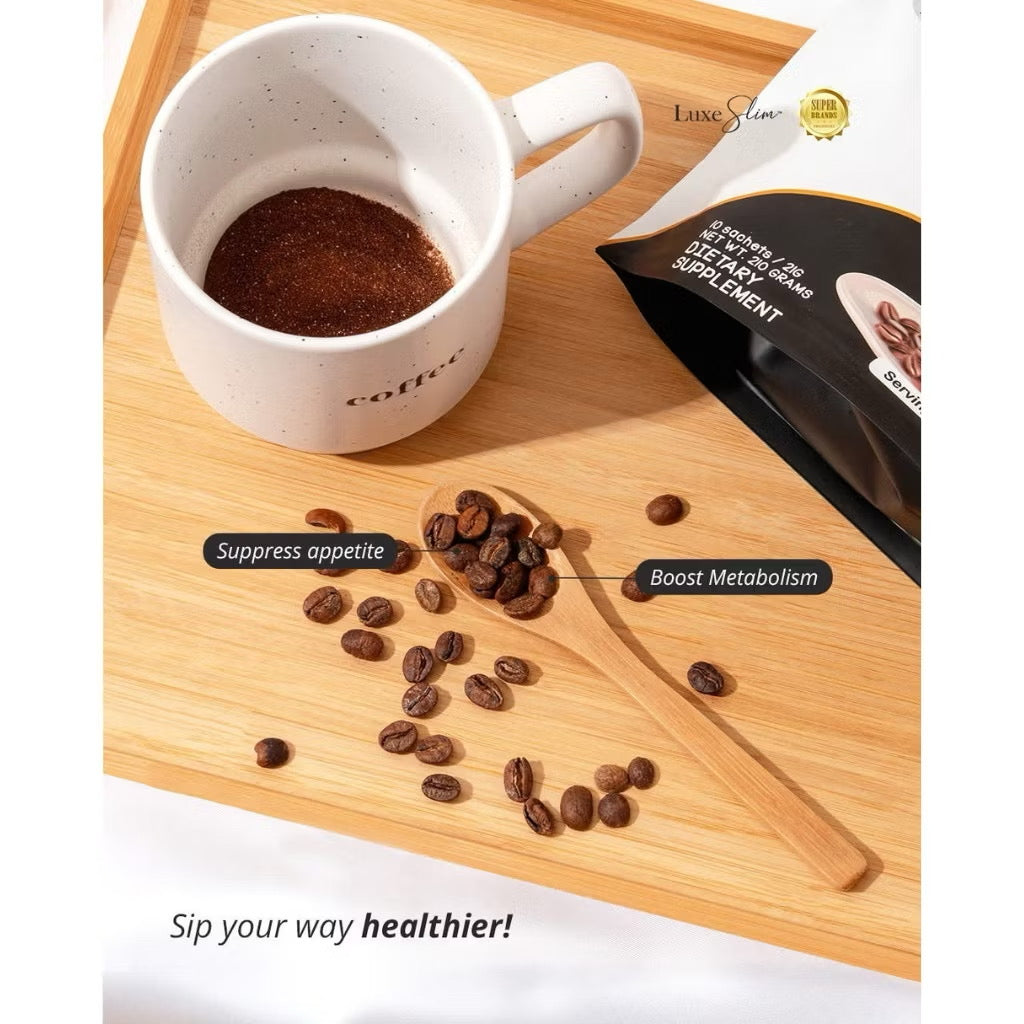 Luxe Slim Caffe Black Herbal Coffee Mix Drink 8 sachets
