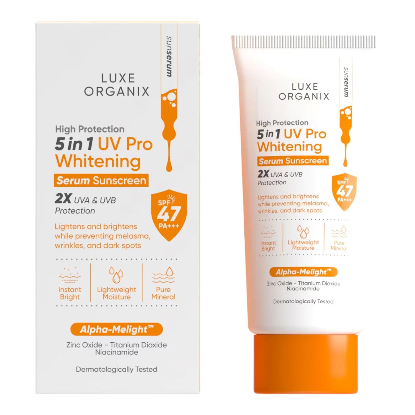 Luxe Organix High Protection 5 in 1 UV Pro Whitening Serum Sunscreen Pure Mineral SPF 100+PA++++