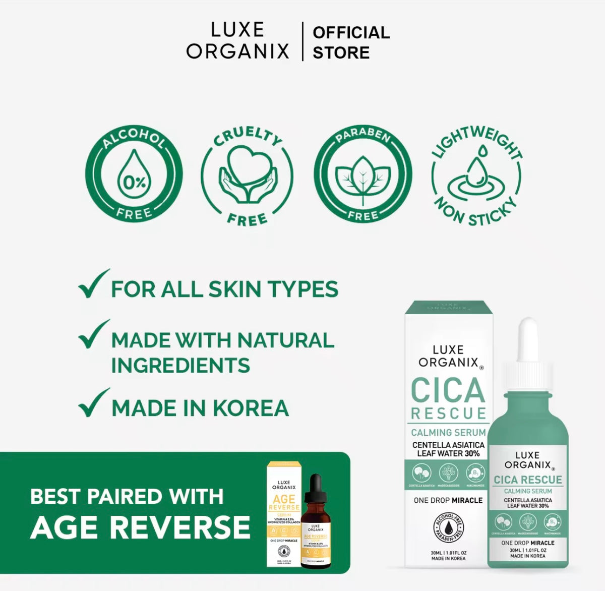 Luxe Organix Cica Rescue Serum 30ml