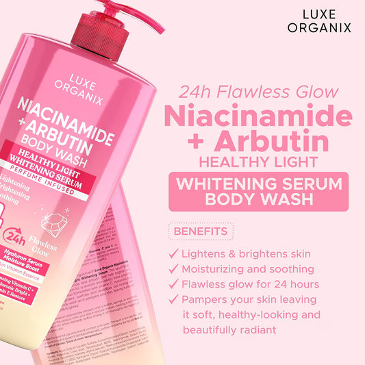 Luxe Organix Niacinamide + Arbutin Healthy Light Whitening Serum Perfume Infused Body Wash 1000G