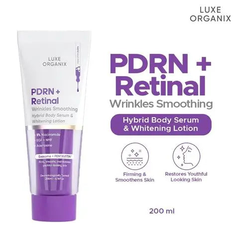 Luxe Organix PDRN + Retinal Wrinkles Smoothing Hybrid Body Serum & Whitening Lotion 200ml