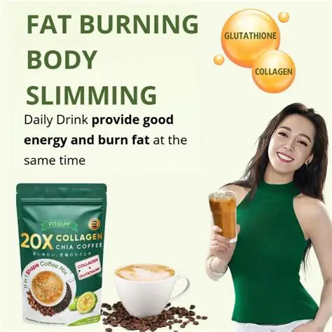 Fitgum 20X Collagen Chia Coffee Drink With Glutathione