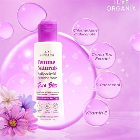 Luxe Organix Femme Naturals Antibacterial Feminine Wash Pure Bliss 120ml Red Days