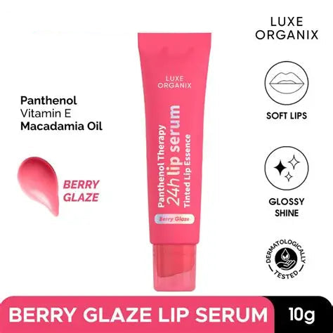 Luxe Organix Panthenol Therapy 24H Lip Serum Tinted Lip Essence Berry Glaze