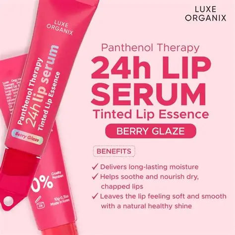 Luxe Organix Panthenol Therapy 24H Lip Serum Tinted Lip Essence Berry Glaze