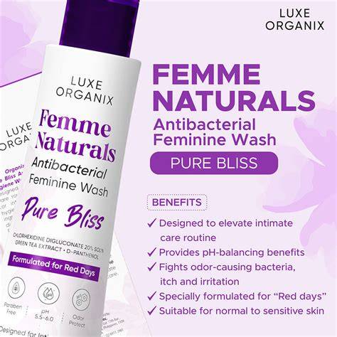 Luxe Organix Femme Naturals Antibacterial Feminine Wash Pure Bliss 120ml Red Days
