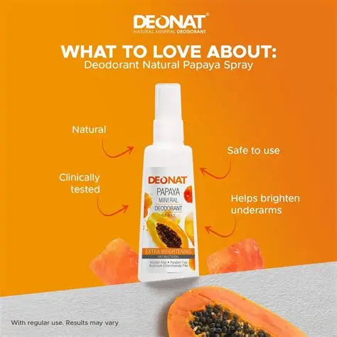 Deonat Papaya Mineral Deodorant Spray Extra Brightening 100ml