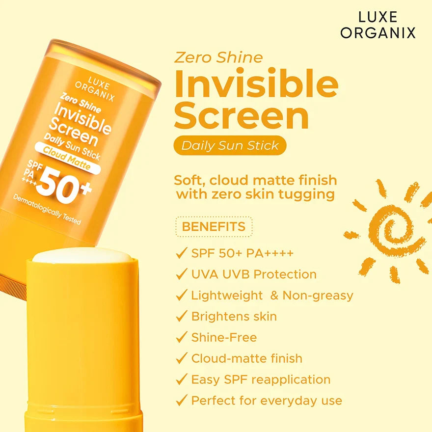 Luxe Organix Zero Shine Invisible Screen Daily Sun Stick Cloud Matte SPF 100+PA++++