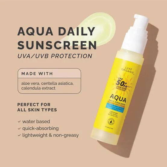 Luxe Organix Aqua Daily Sunscreen SPF 50+PA+++ UVA/UVB Protection 50ML