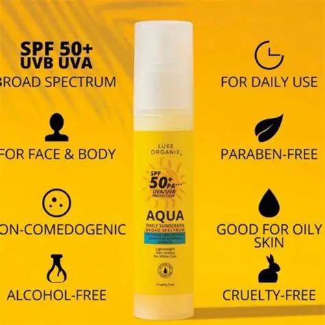 Luxe Organix Aqua Daily Sunscreen SPF 50+PA+++ UVA/UVB Protection 50ML