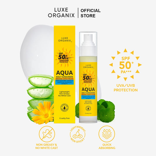Luxe Organix Aqua Daily Sunscreen SPF 50+PA+++ UVA/UVB Protection 50ML