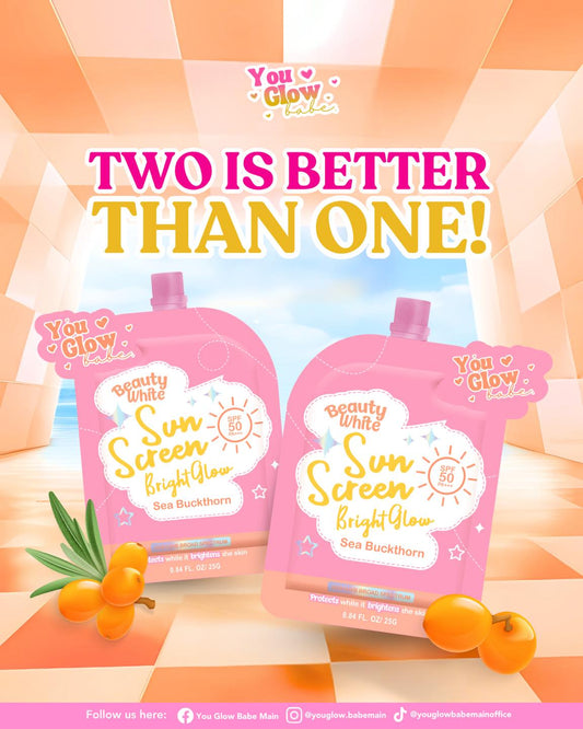 You Glow Babe Beauty White Sunscreen Bright Glow SPF 50 PA+++ TWIN Pack