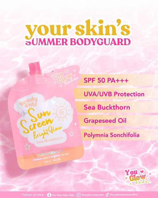 You Glow Babe Beauty White Sunscreen Bright Glow SPF 50 PA+++ Solo Pack