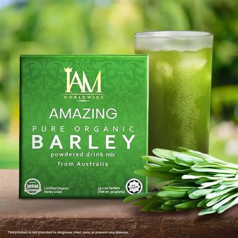 IAM Worldwide Amazing Pure Organic BARLEY Powdered drink mix 10 sachets