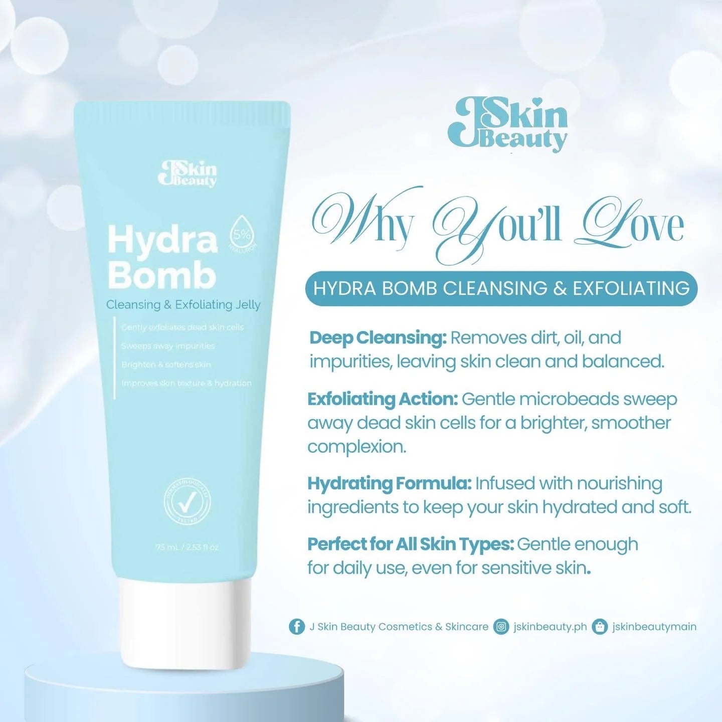 JSkin Beauty Hydra Bomb Cleansing & Exfoliating Jelly 75ml