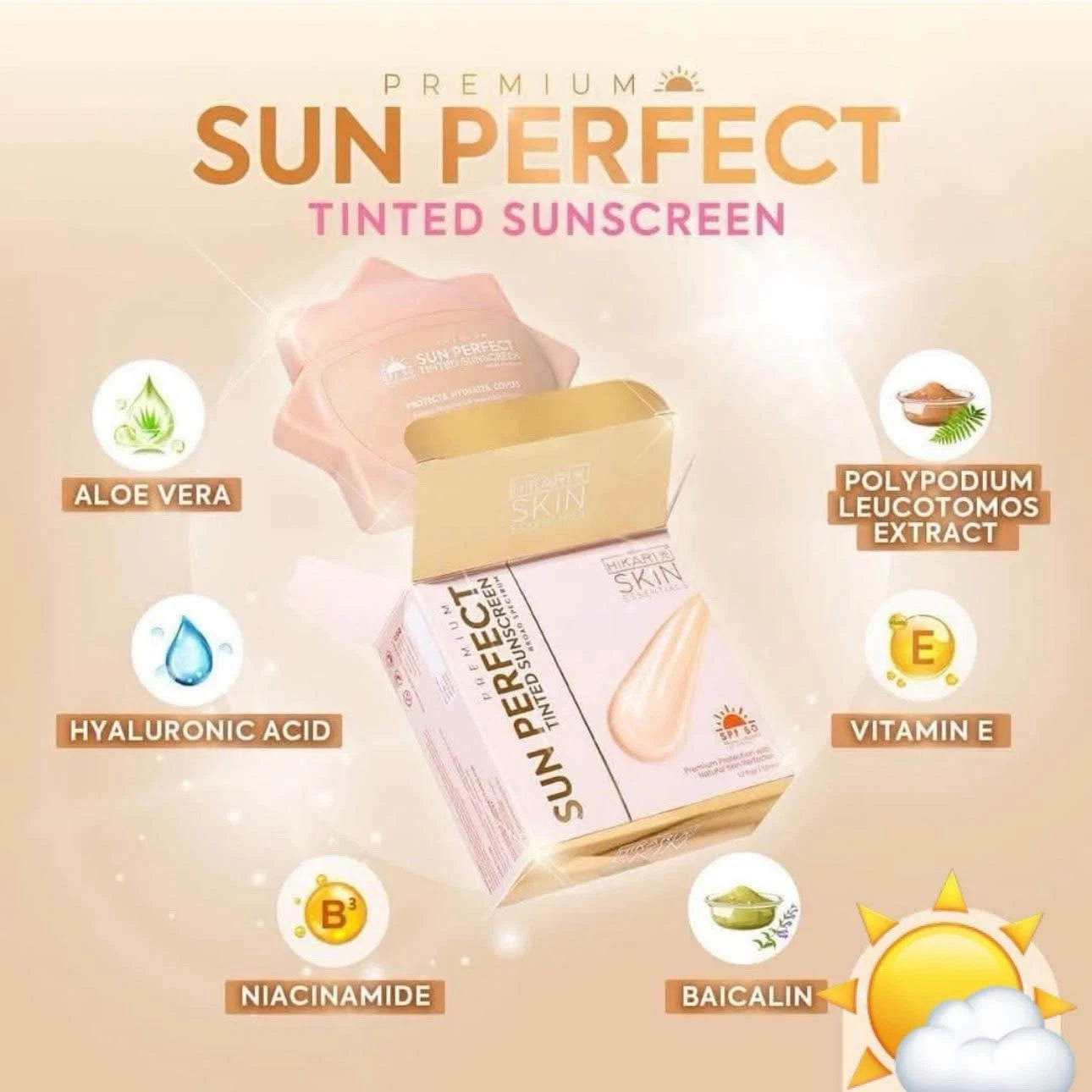 Hikari Premium Sun Perfect Tinted Sunscreen SPF 50 PA++++ 50ml