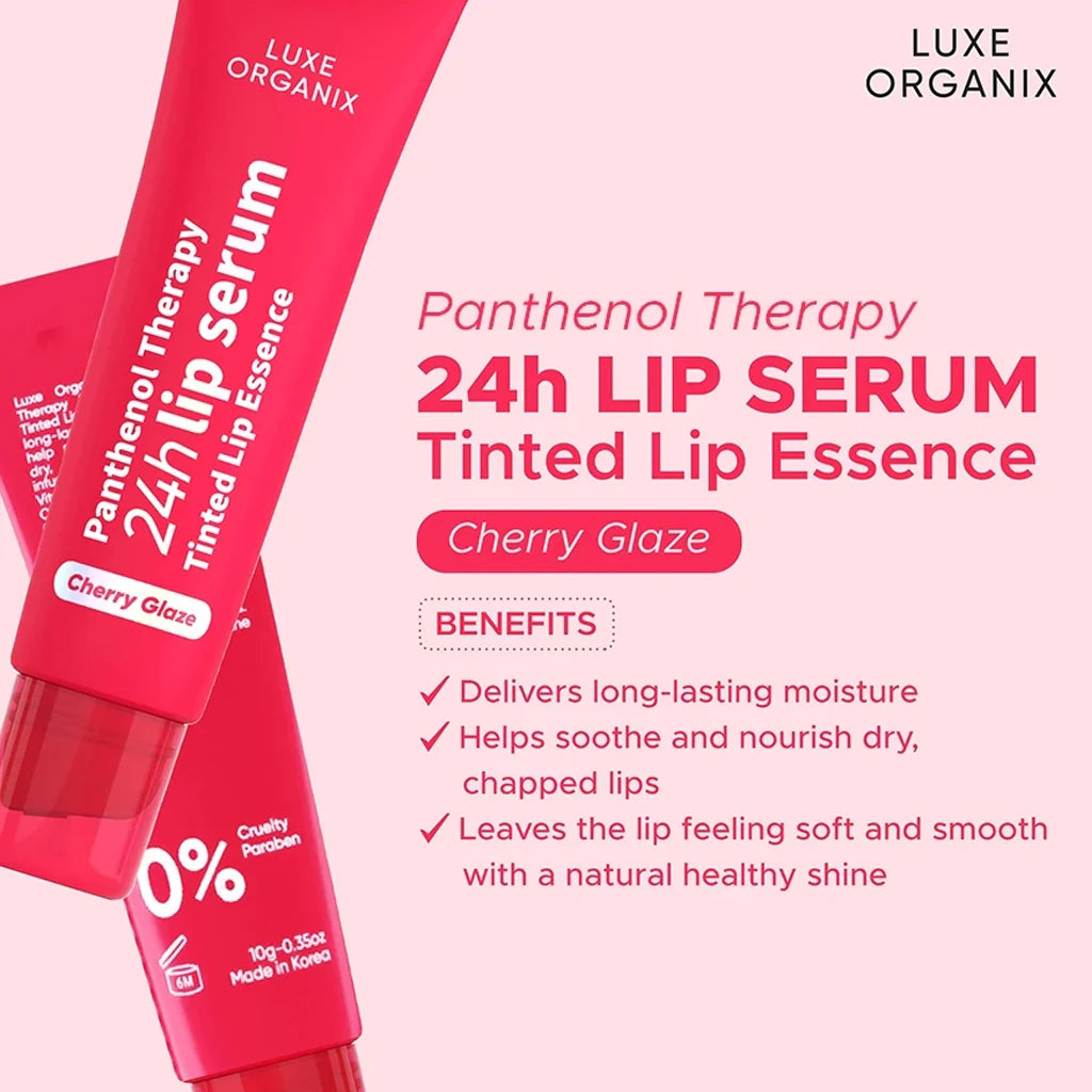 Luxe Organix Panthenol Therapy 24H Lip Serum Tinted Lip Essence Cherry Glaze