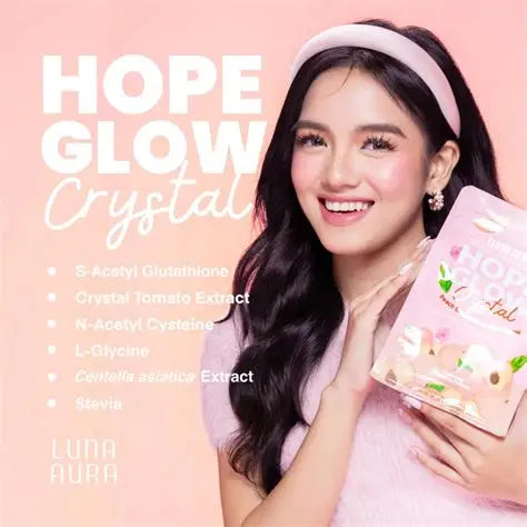 Luna Aura Hope Glow Crystal Peach Glutathione Juice Drink 8 sachets