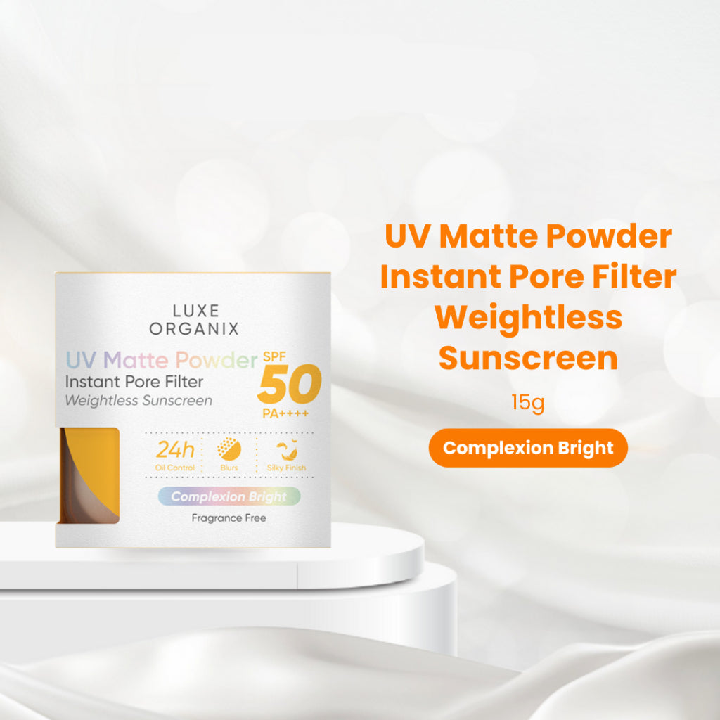 Luxe Organix UV Matt Powder Instant Pore Filter Sunscreen Complexion Bright SPF50 PA++++ 15g