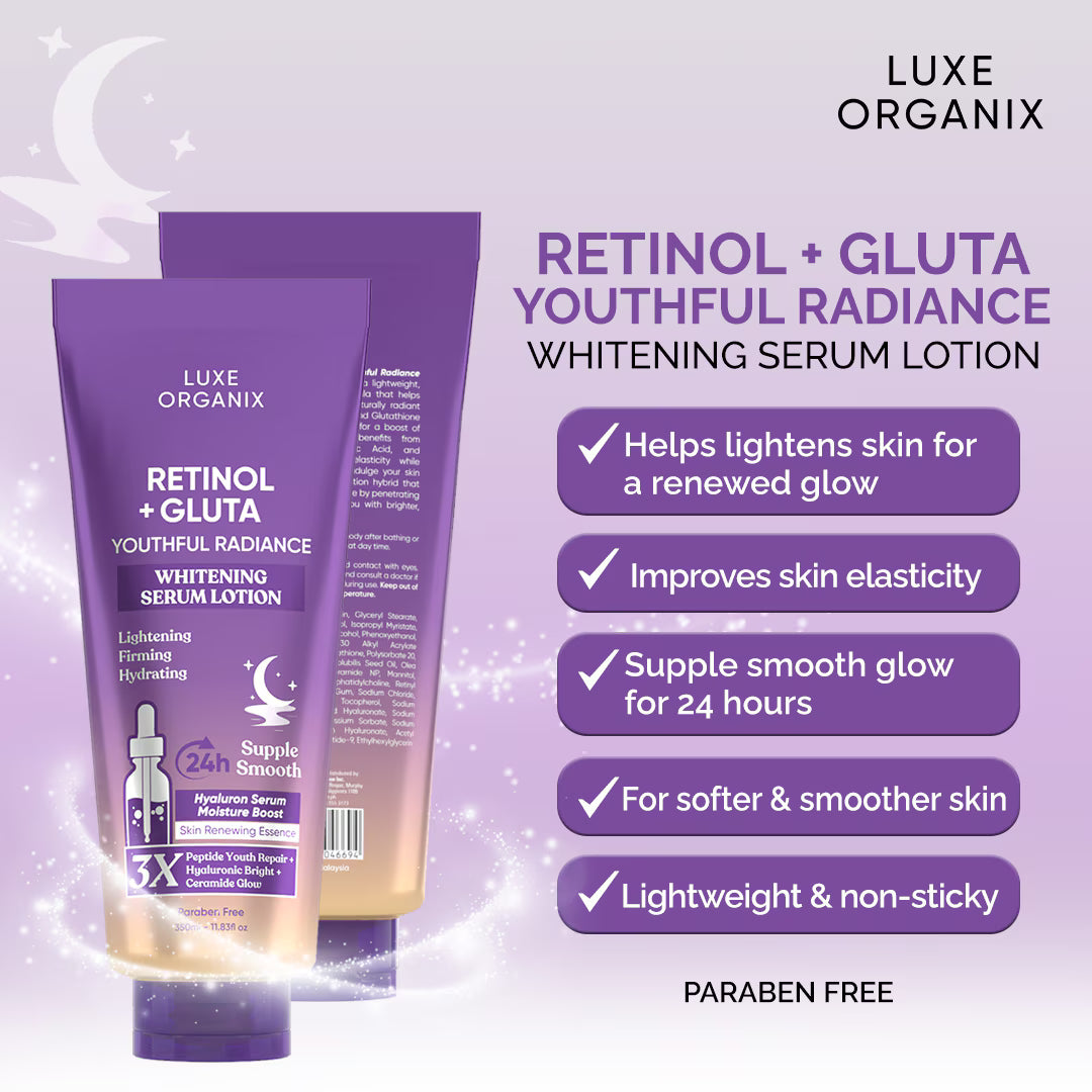 Luxe Organix - Retinol + Gluta Youthful Radiance Whitening Serum Lotion 350ml