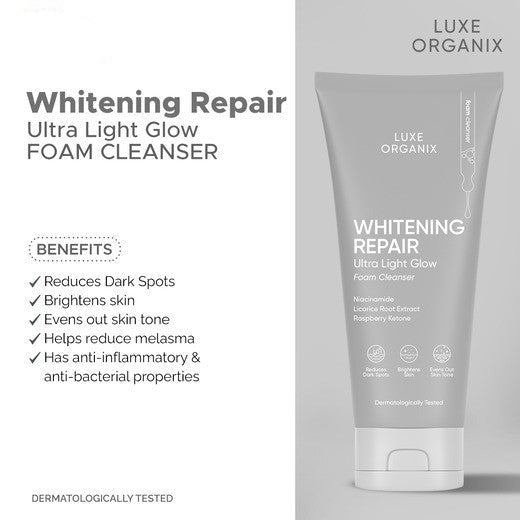 Luxe Organix Whitening Repair Ultra Light Glow Foam Cleanser 150g