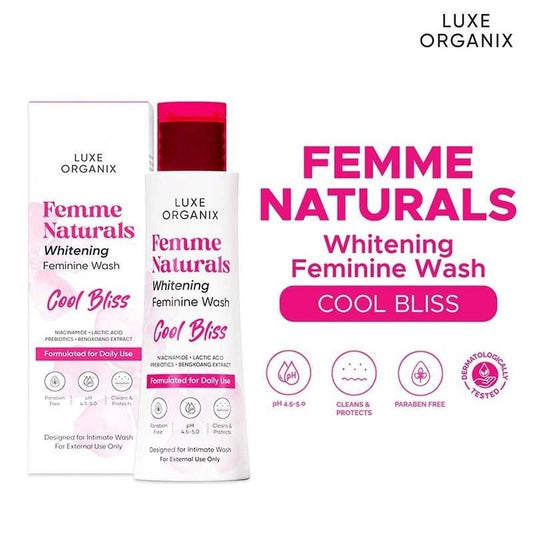 Luxe Organix Femme Naturals Whitening & Cooling Feminine Wash Cool Bliss 120ml Daily Use