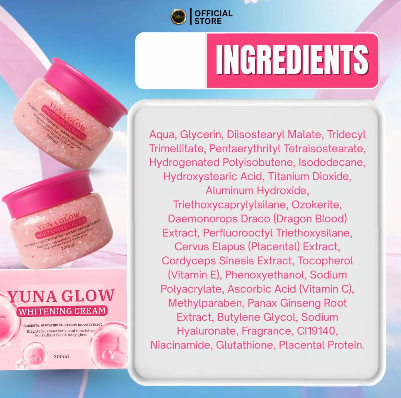BMRS YUNA GLOW Whitening Cream 200ml