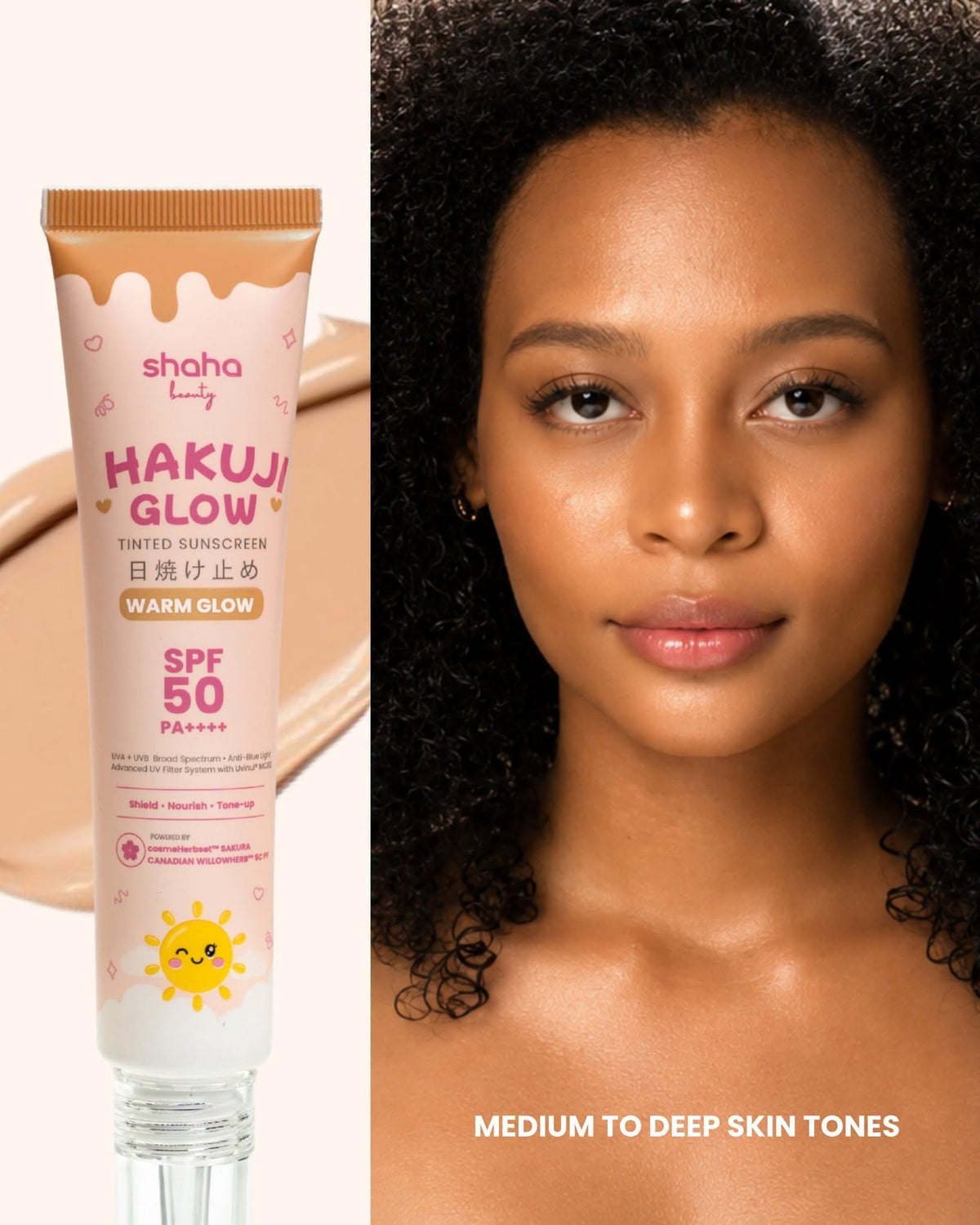 Shaha Beauty Hakuji Glow Tinted Sunscreen Warm Glow SPF 50 PA++++ 30ml